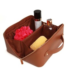 Alice Wheeler Vegan Nappa Train Case Beauty Concertina Fold Out Organiser (Tan)