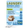 Eco-Friendly Laundry Detergent Sheets, 100 Loads (50 Sheets) Fresh Scent,