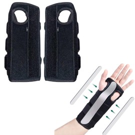 Carpal Tunnel Wrist Brace - 2 Pack Adjustable Wrist Wraps, 3 Straps & 3 Aluminum Bars Support for Women Men Office Home Fitness Use for Arthritis Tendonitis Sprain Discomfort Wrist Bands (Medium)
