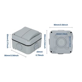 Weatherproof Switch Light Switch IP65 Outdoor Switch Dustproof Switch Outdoor Grey Dust Sockets Box for Outdoor Garden Bathroom Workshop Balcony 1 Gang + 2 Gang
