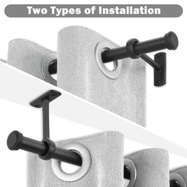 YLXFHO 1 Inch Curtain Rods for Windows 32 to 144, Black Matte Curtain Rods set, Heavy Duty Drapery Rods with Adjustable Curtain Rods for Indoor and Outdoor, Modern Curtain Rod with Simple End Caps