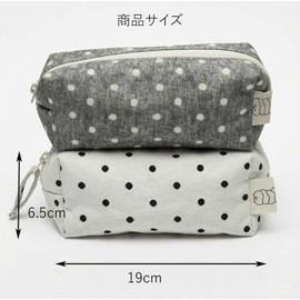 Dom Temporna Stationery Pouch, Pencil Case, Makeup Pouch, Cosmetic Bag, Adult Cute, Small Item, Minimalist, Korean Ins, Popular, White Polka Dot, 7.5 x 2.6 x 3.1 inches (19 x 6.5 x 8 cm)