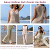 Famulily Beige 2 Piece Cover Up for Women Hollow Out