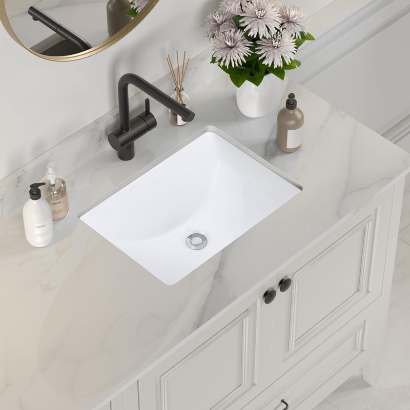 Wells Sinkware Rectangular 20 x 15 Ceramic Undermount Bathroom Sink