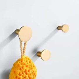 Solid Brass Coat Hat Rack Wall Mounted Hooks Heavy Duty Bathroom Towel Hooks Gold Key Plant Small Hooks Hanger for Wall 2Pack (2,25x20mm)