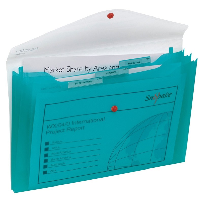Snopake Foolscap Polyfile Trio [Pack of 5] 3-Part Popper Wallet