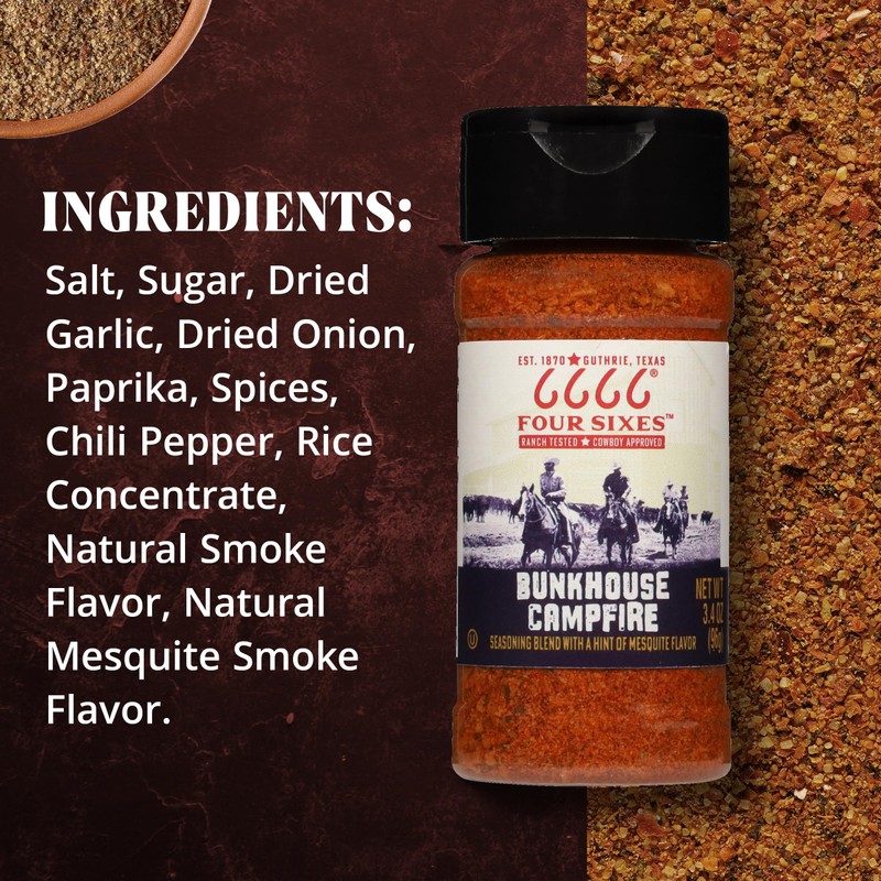 6666 Four Sixes Bunkhouse Campfire Seasoning, 6 Ounce (Pack of