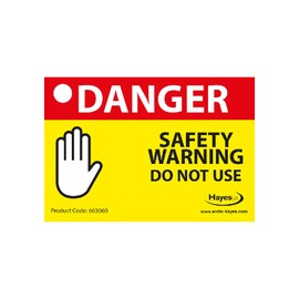 Arctic Hayes Danger Safety Warning Do Not Use Warning Sticker 82mm Length x 57mm Width 663060