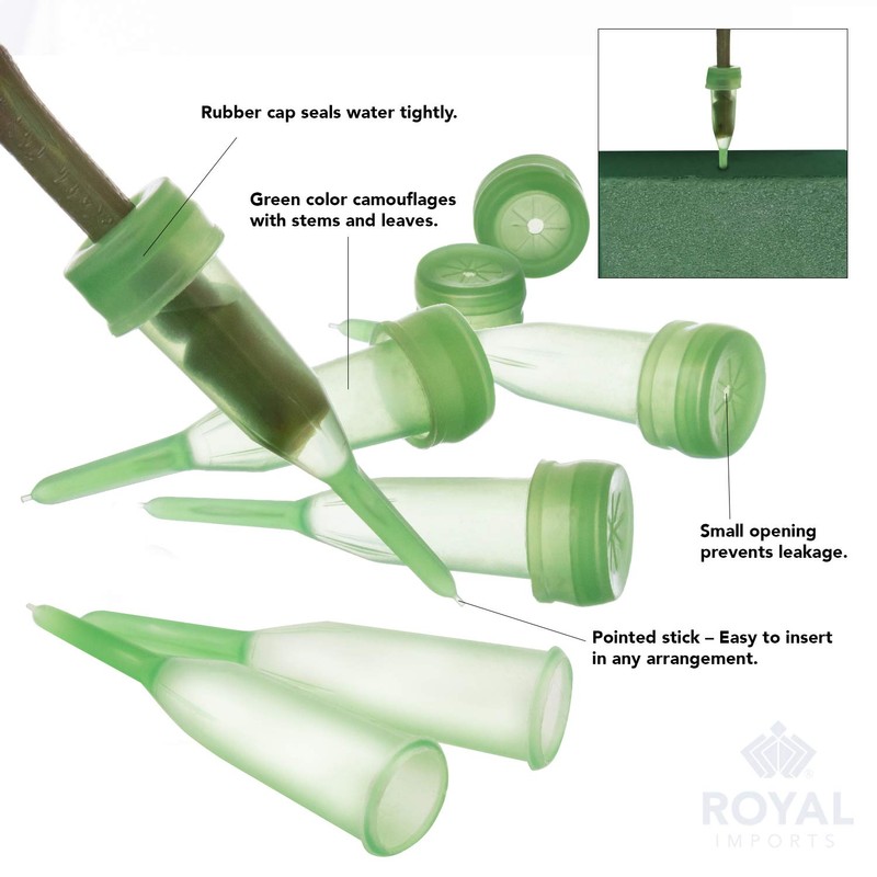 Royal Imports Floral Water Tubes/Vials for Flower Arrangements, Green -