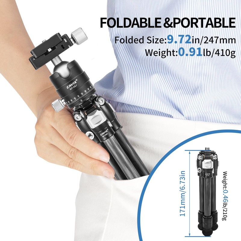 CAVIX Travel Mini Tripod with 360° Ballhead Lightweight Portable Compact