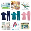 POUKEPRITY Medical Scrubs, Nursing Set, Unisex, White Coat, Quick Drying,