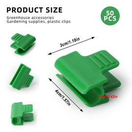50 PCS Greenhouse Clamps, Frame Shading Net Rod Clip, Garden Shading Pipe Clips, Netting Tunnel Hoop Clips, Film Row Cover Tunnel Hoop Clip, for Garden Hoops, Grow Tunnel, Support Frame (11mm)