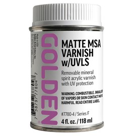 Matte MSA Varnish w/UVLS by GOLDEN, 4 fl. oz. Can, Professional Acrylic Varnish