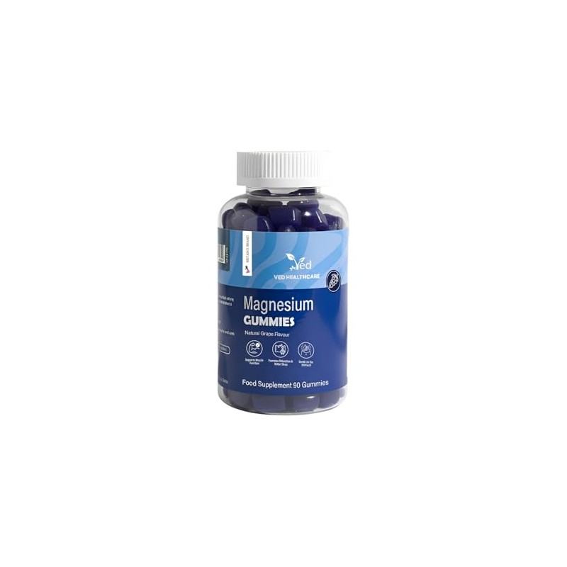 Magnesium Gummies, (90 Gummy), Magnesium Citrate, Natural Grape Flavour, Vegan,