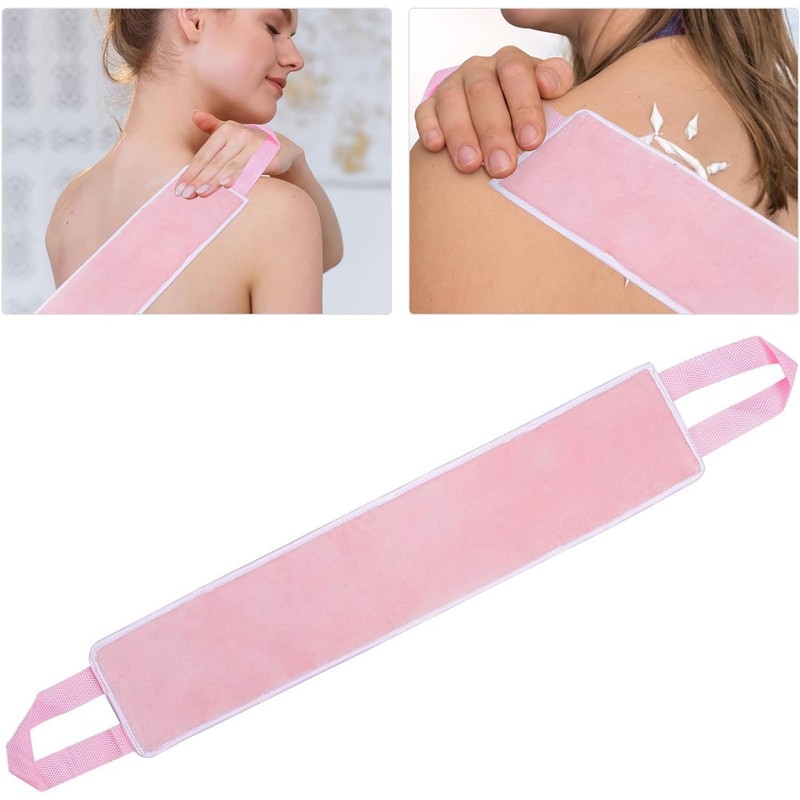 Luxshiny Aplicador de Bronceado Espalda Banda de Fibra Rosa para