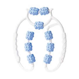 Folpus 9 Wheels Muscle Roller Circular Leg Clamp Muscle Relaxation 360 Degree Massage Roller Leg Massager Roller for Foot Arm Calves, Blue