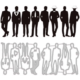 GLOBLELAND 2 Pieces Happy Father's Day Cutting Dies Metal Men Silhouette Lace Cutting Cutting Embossing Template for Paper Card Making Decoration DIY Scrapbooking Album Decor