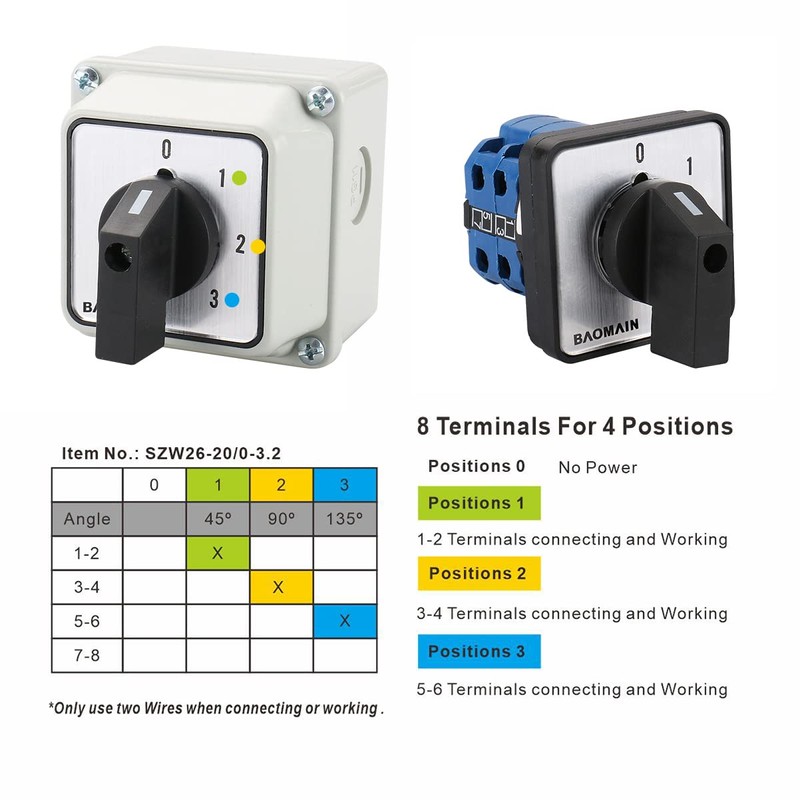 Baomain Rotary Changeover Switch SZW26-20/0-3.2D with Master Switch Exterior Box
