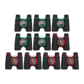 DOITOOL Monocular Telescope with Compass - 10PCS Binocular Compass Toy, Mini Telescope for Sightseeing, Hiking, Climbing, Green Plastic, 3.34 x 3.14 x 1.18 Inch