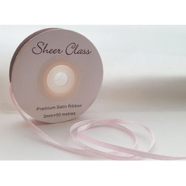 single roll of Baby Pink Double faced Satin Ribbon 3mm, 10mm, 16mm, 25mm widths (3mm x 50M)