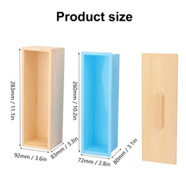 6 Packs Artisan Soap Loaf Wood Box for Soap Making, Blue 42 oz Premium Silicone Loaf Soap moldss with Wooden Box and Lid - Ideal for Large Size Homemade Soaps, Flexible and Heat Resistant