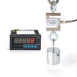 Load Cell Sensor with Indicator Display,S Type Test Tension and Compression Force Weight Scale Sensor,with 2PCS Hanging Ring,Units: Kilogram, gram, kN, ton Two Sets of Relay Outputs (0-2000KG)