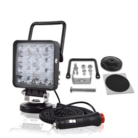 SKYWORLD 4 Inch 48 W LED Work Light with Magnetic Holder Square Spot Offroad Fog Light 12 V 24 V with Portable Magnetic Base Mount 6000 K Car Lamp for Car Truck Offroad Driving Atvs Utvs