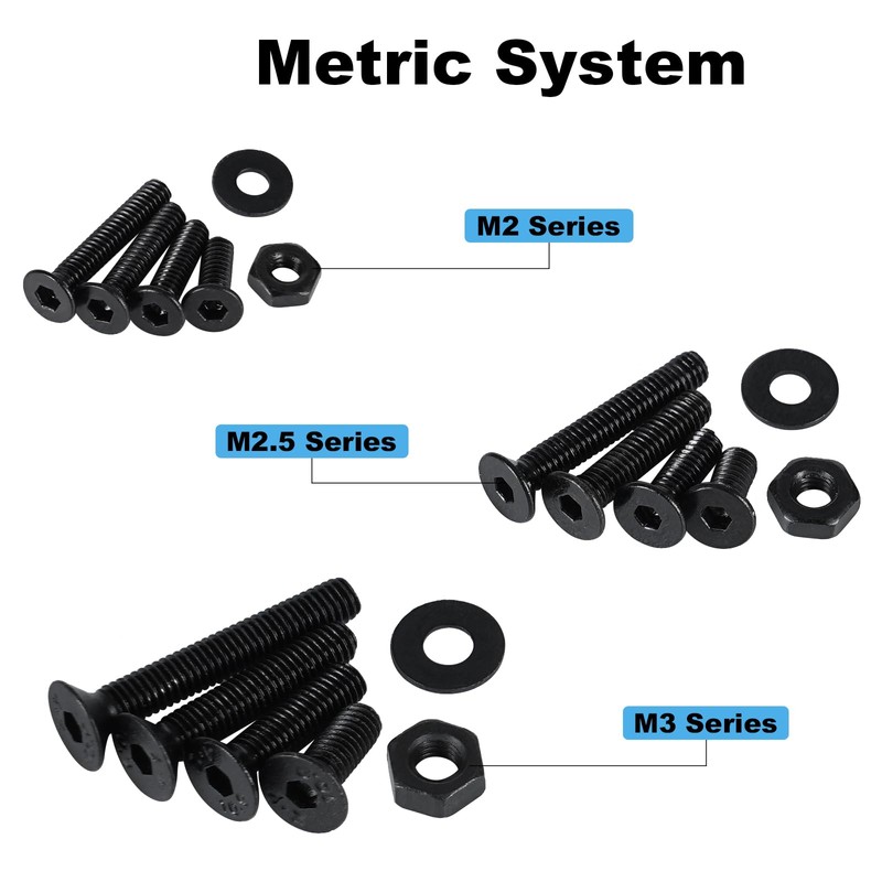 FandWay M2 M2.5 M3 Screws Set, 900 Pieces Countersunk Screws
