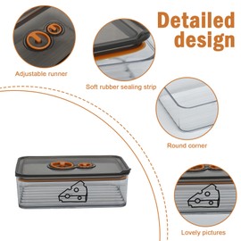 Gzsekken Cheese Storage for Fridge, Clear Cheese Box with Airtight Lid and Time Recording, 1.25L Plastic Fridge Storage Containers for Fresh Dairy, Chunks & Slices, Fresh Food Keeper, BPA-Free(Grey)