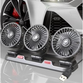 AUSTYLCO Car Fan, 3 Head Fan, 2 Speed Adjustment, Aromatherapy Car Included, Practical USB 5V