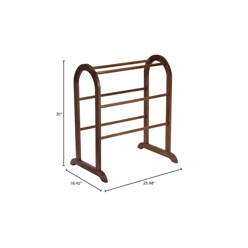 Winsome 94326 Wood Quilt Rack With 6 Rungs, Antique Walnut