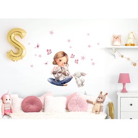 Little Deco DL688-1 Wall Sticker Children's Room Girls Animals Rabbit Wall Sticker Stars Playroom Baby Room Wall Decoration Butterfly Children