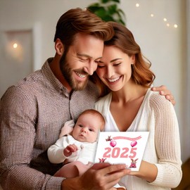 2025 Welcome Baby Girl Greeting Card, Pink Bunny Design, Blank Inside, 350gsm #1819