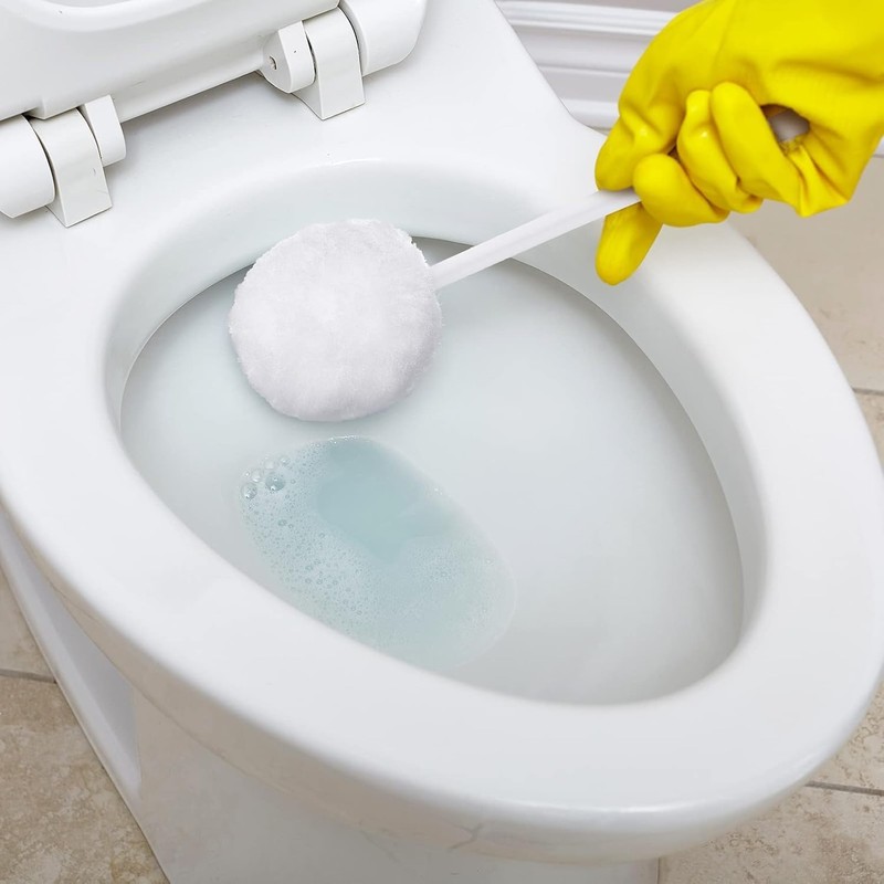 4-Pack Toilet Brush, Soft Polyester Fiber Brush Head Long Handle