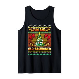 Fun & Old Fashioned Ugly Christmas Sweater Style Funny Tank Top