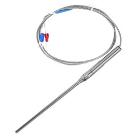 Keenso Thermocouple Type K 5 Sizes 0-400°C 150mm M8 Stainless Steel Probe Type K High Temperature Thermocouple (1m)
