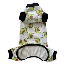 Sphynx Cat Four Leg Cotton Pajamas Elastic Pet Clothes for Hairless Cats Surgery Recovery Suit Undershirt Clothes for Sphynx, Devon, Cornish (Crocodile, XL)