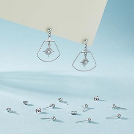 UNICRAFTALE 100pcs Ball Post Stud Earring Kit Stainless Iron Ball Post Ear Stud Findings with Loop and Ear Nuts 0.8mm Pin Stud Earrings Hole 1mm for DIY Earring Making 6.5x4mm