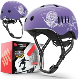 SKATEWIZ Kids Helmet - Bmx Helmet Scooter Helmet Skateboard Helmet - Kids Bike Helmet Kids 8-12 Kids Cycle Helmet - Size S in Purple - Kids Helmets Kids Skate Helmet