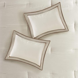 SVRCK 7 Piece Comforter Set Neutral Colorblock Design, Taupe/Brown Queen Bedding Set