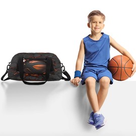 Art Painting Basketball Crash Kids Duffel Bag,Basketball Theme Sport Gym Bag for Boys Girls Teen,Weekender Overnight Tote Bag Carry On Travel Duffel Bag for School Gymnastic Ballet