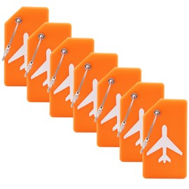 7 Pack Silicone Luggage Tag Baggage Handbag Travel Suitcase Tags with Name ID Card Perfect to Quickly Spot Luggage Suitcase (Orange