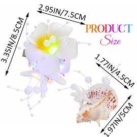 Latious Hawaii Flower Hair Clips Light Up Hair Clip Starfish Mermaid Hair Accessories for Women (Pack of 2) (Colorful Light)