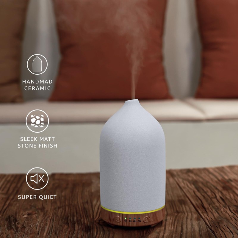 Gooamp 200ML Ceramic Essential Oil Diffuser - Ultrasonic Aromatherapy &