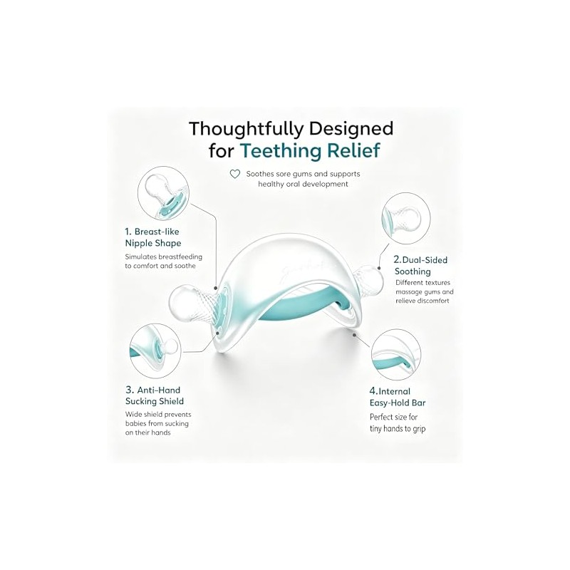 Garkoko Baby Teething Toys, No-Drop Silicone Baby Teether Toy for