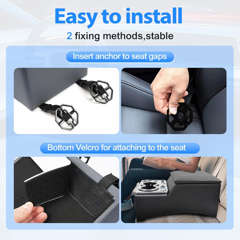 Center Console Armrest Organizer with Upgraded 7-Color Mood Lighting Center