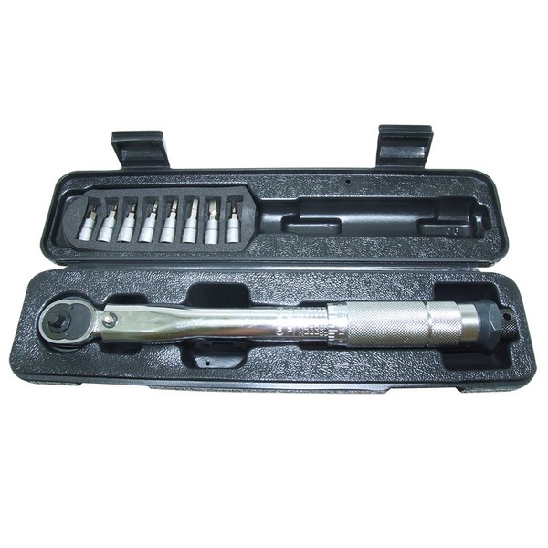 Garage Zero GZTL32 Bicycle Torque Wrench 2-24 Nm (1/4 inch Insertion Angle, Included Bits H2, 2.5, 3, 4, 5, 6, 8 mm, T25)