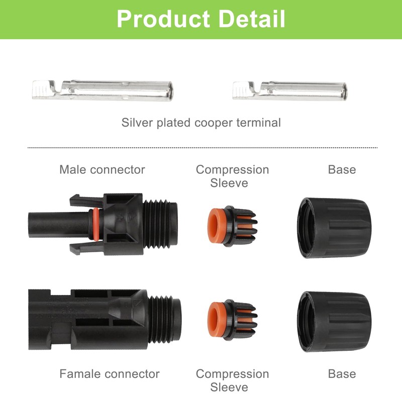 LEPITERY MC4 Solar Connectors 30 Pairs/60pcs Solar Panel Cable Connectors