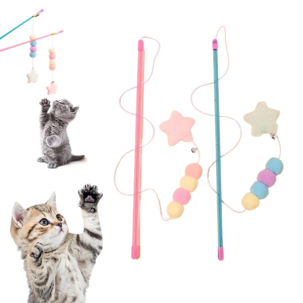FJYXCHENXM 2 Pcs Cat Stick Toy Exquisite Kitten Teaser Wand