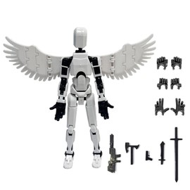 WEAREWE T13 Action Figures Set Lucky 13 Action Figure with Wing Multi-Jointed Movable Toy for Kids(DIY Wing-White)